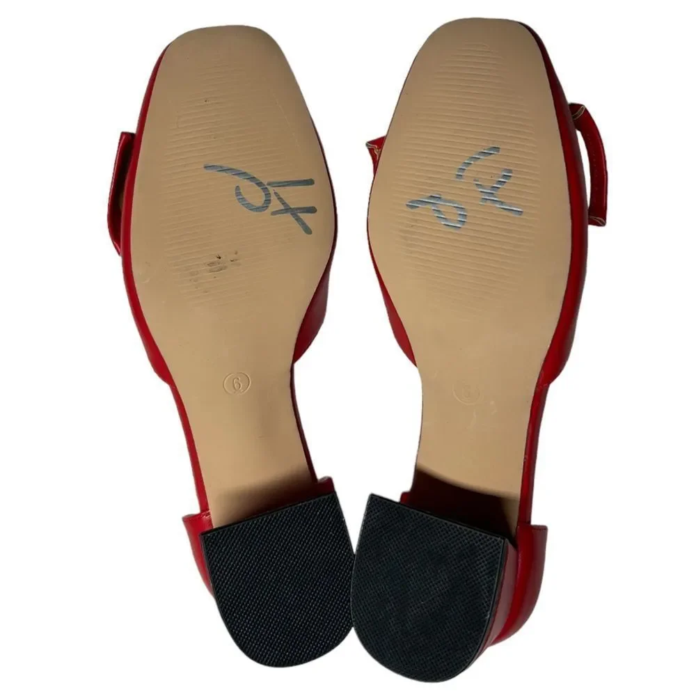 Coutgo Red Small Heels Block Heel Bow on Top Formal Cute Dress Shoes Size 6 - Picture 9 of 9